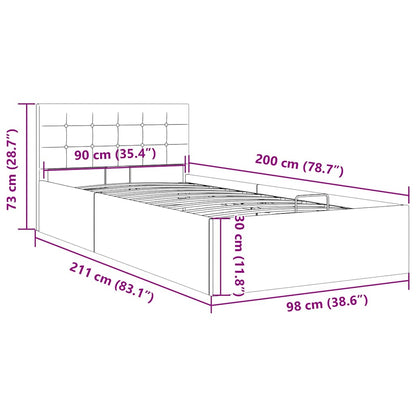 Sängram hydraulisk förvaring utan madrass taupe 90x200 cm