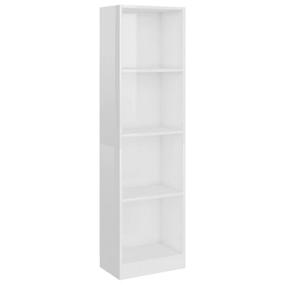 Bokhylla 4 hyllor vit högglans 40x24x142 cm konstruerat trä