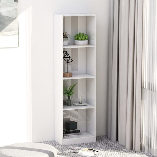 Bokhylla 4 hyllor vit högglans 40x24x142 cm konstruerat trä