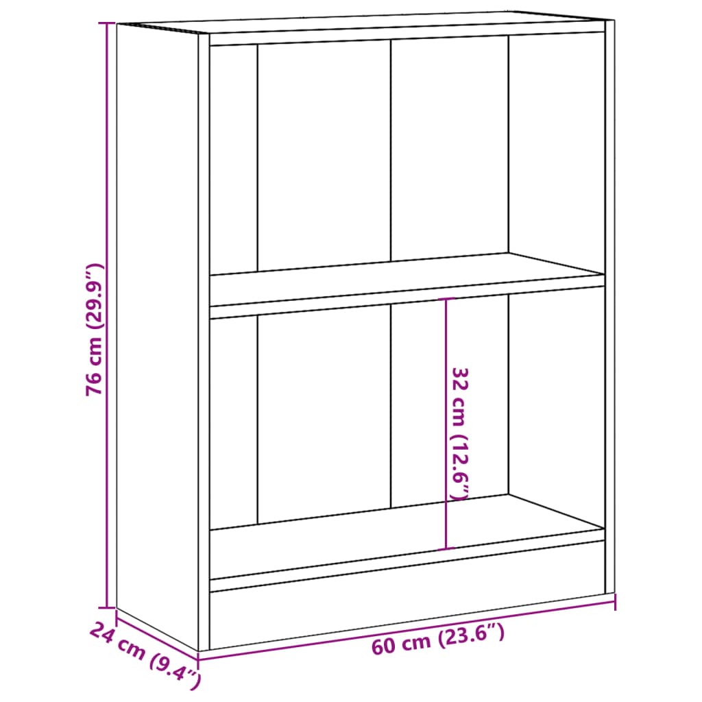 Bokhylla vit 60x24x76 cm konstruerat trä