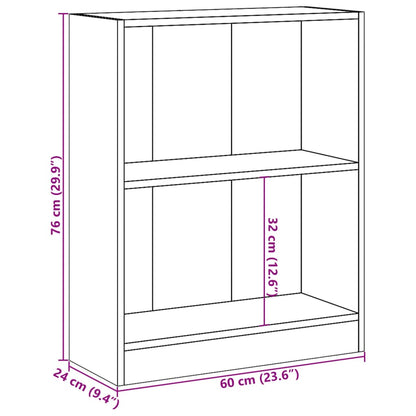 Bokhylla svart 60x24x76 cm konstruerat trä