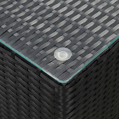 Sidobord 3 delar med glasskiva svart konstrotting