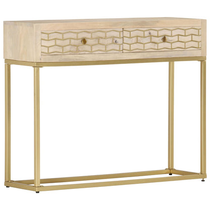 Avlastningsbord guld 90x30x75 cm massivt mangoträ