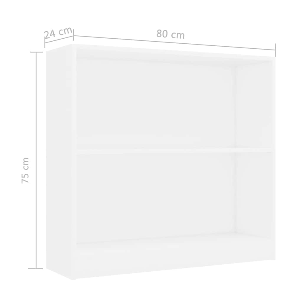 Bokhylla vit 80x24x75 cm konstruerat trä