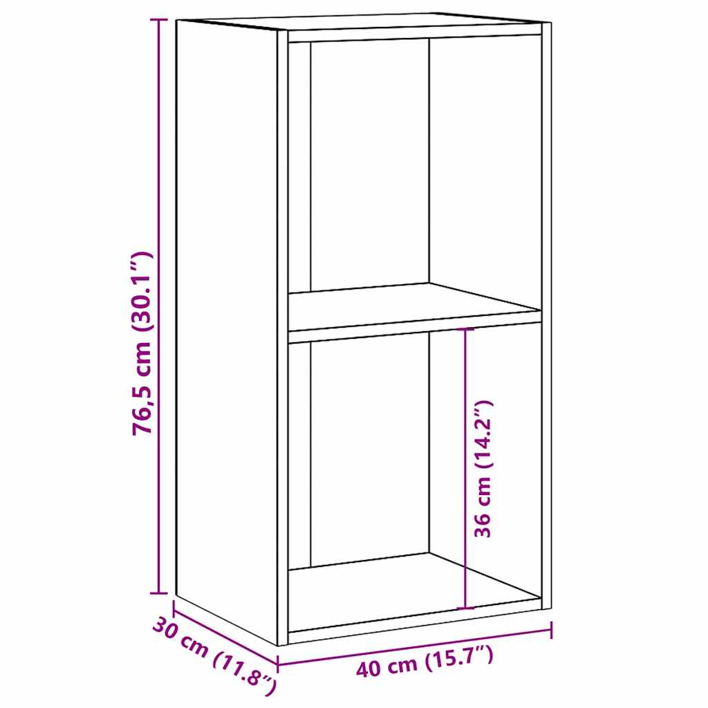 Bokhylla 2 hyllor sonoma-ek 40x30x76,5 cm konstruerat trä