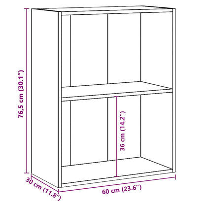 Bokhylla 2 hyllor sonoma-ek 60x30x76,5 cm konstruerat trä