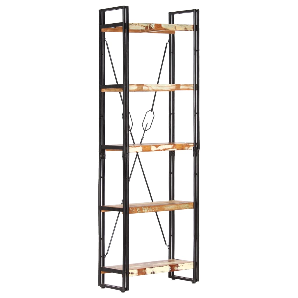 Bokhylla med 5 hyllor 60x30x180 cm massivt återvunnet trä