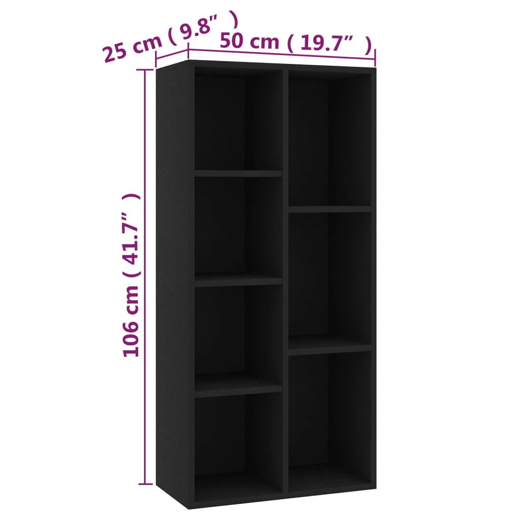 Bokhylla svart 50x25x106 cm konstruerat trä