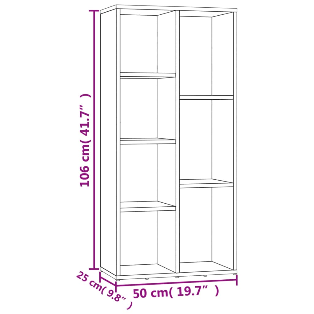 Bokhylla sonoma-ek 50x25x106 cm konstruerat trä