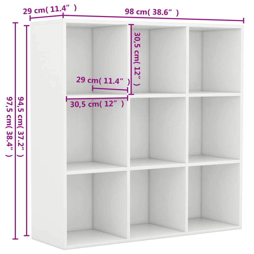 Bokhylla vit 98x29x97,5 cm konstruerat trä