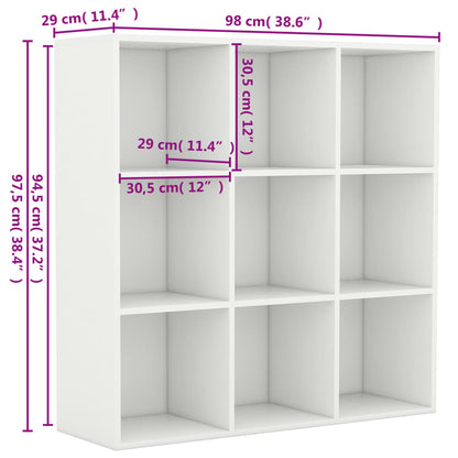 Bokhylla vit 98x29x97,5 cm konstruerat trä