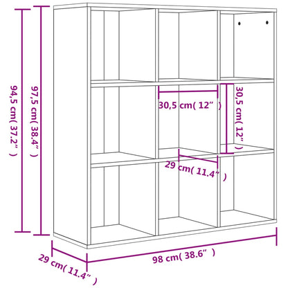 Bokhylla betonggrå 98x29x97,5 cm konstruerat trä