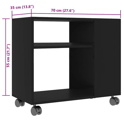 Sidobord svart 70x35x55 cm konstruerat trä