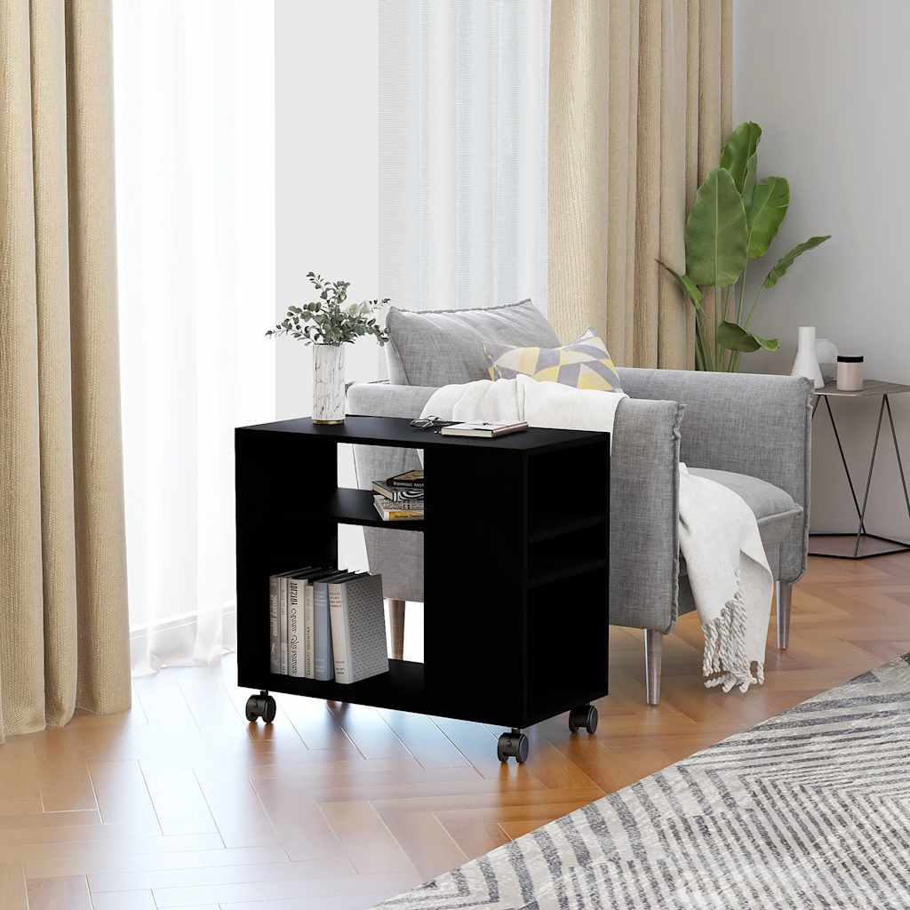Sidobord svart 70x35x55 cm konstruerat trä