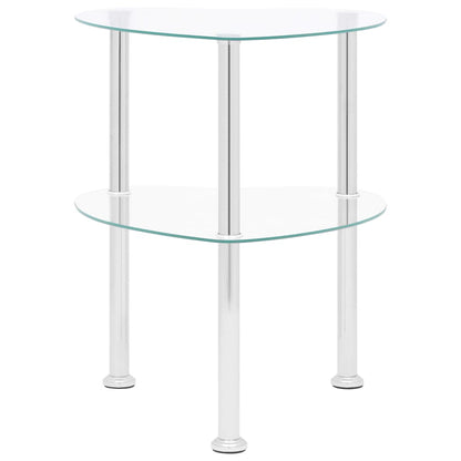 Sidobord med 2 hyllplan genomskinligt 38x38x50 cm härdat glas