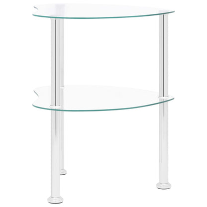 Sidobord med 2 hyllplan genomskinligt 38x38x50 cm härdat glas