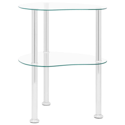 Sidobord med 2 hyllplan genomskinligt 38x38x50 cm härdat glas