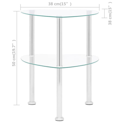 Sidobord med 2 hyllplan genomskinligt 38x38x50 cm härdat glas