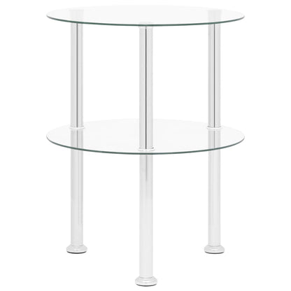 Sidobord med 2 hyllplan genomskinligt 38 cm härdat glas