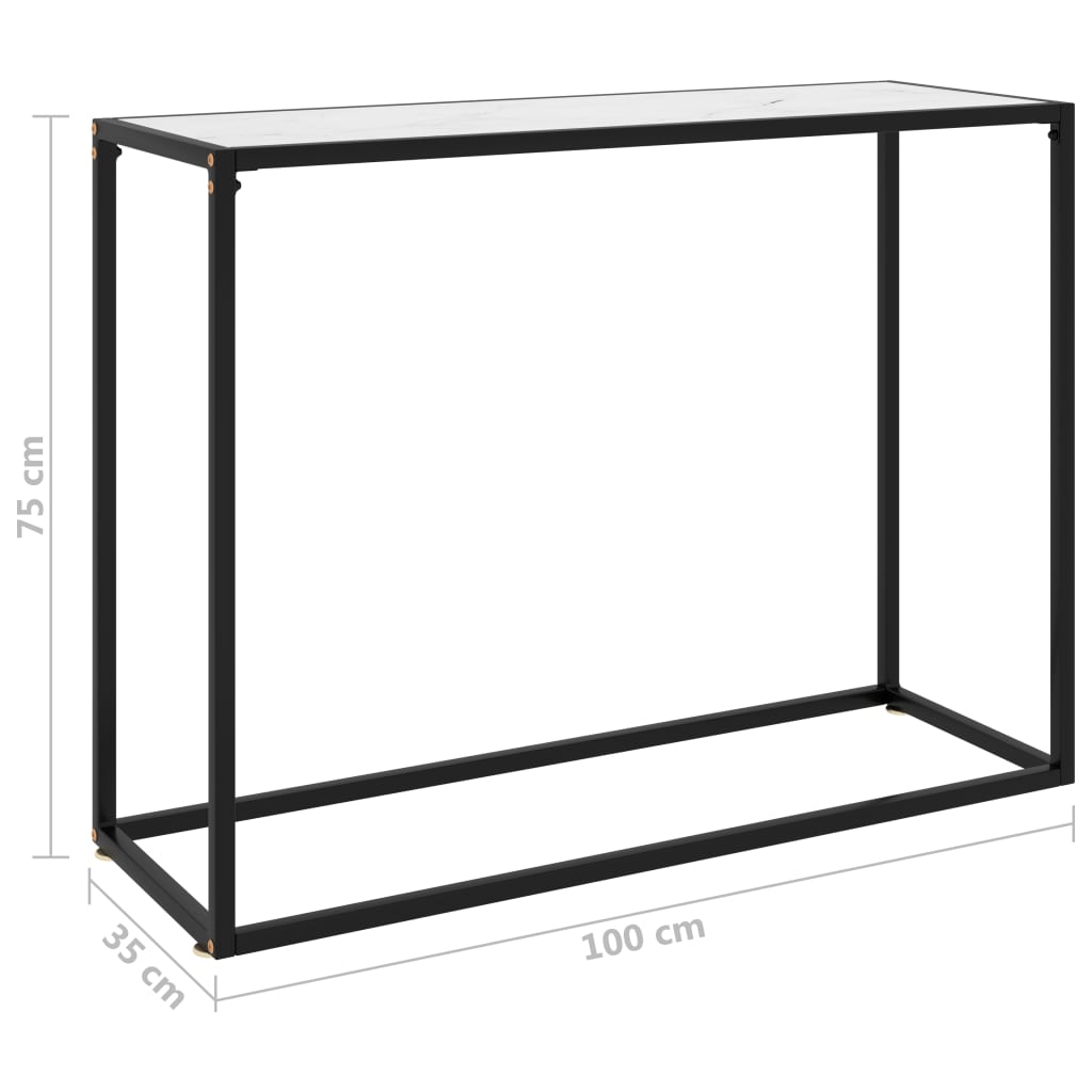 Konsolbord vit 100x35x75 cm härdat glas