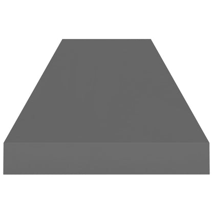 Svävande vägghyllor 4 st grå högglans 90x23,5x3,8 cm MDF