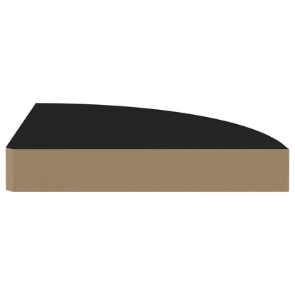 Svävande hörnhylla svart 25x25x3,8 cm MDF