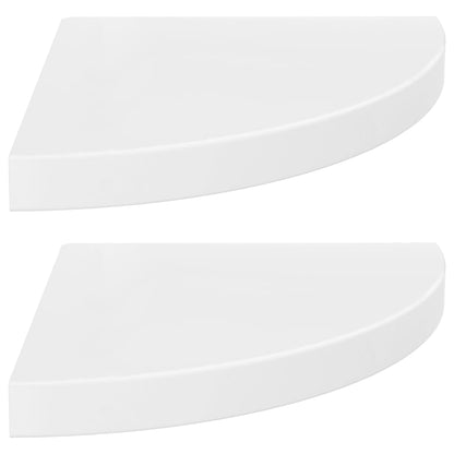 Svävande hörnhyllor 2 st vit högglans 35x35x3,8 cm MDF