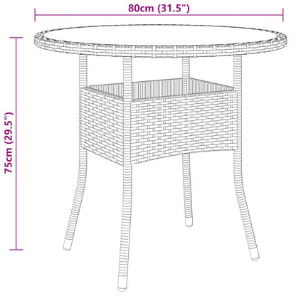 Trädgårdsbord Ø80x75 cm härdat glas och konstrotting brun