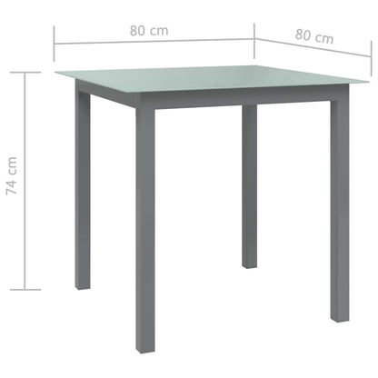 Trädgårdsbord ljusgrå 80x80x74 cm aluminium och glas