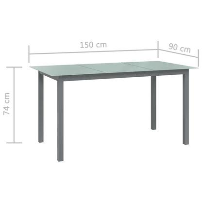 Trädgårdsbord ljusgrå150x90x74 cm aluminium och glas