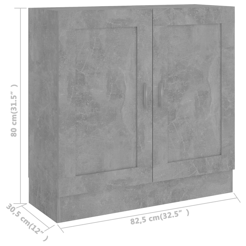 Bokhylla betonggrå 82,5x30,5x80 cm konstruerat trä