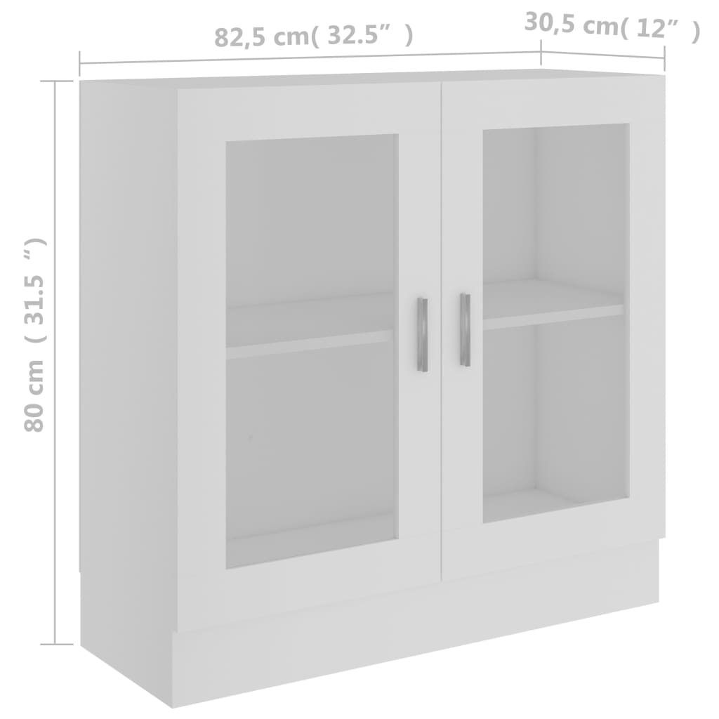 Vitrinskåp vit 82,5x30,5x80 cm konstruerat trä