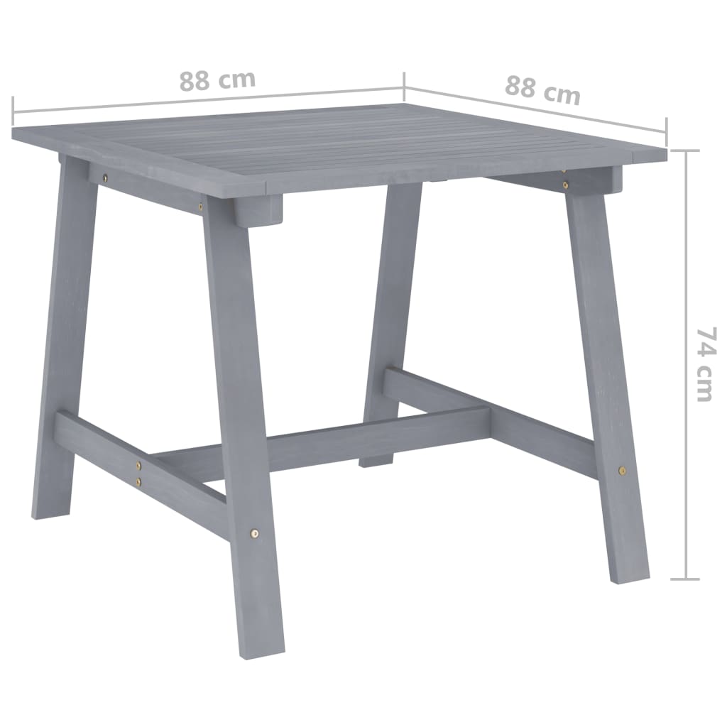 Trädgårdsbord grå 88x88x74 cm massivt akaciaträ