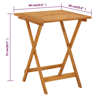 Hopfällbart trädgårdsbord 60x60x75 cm massivt akaciaträ