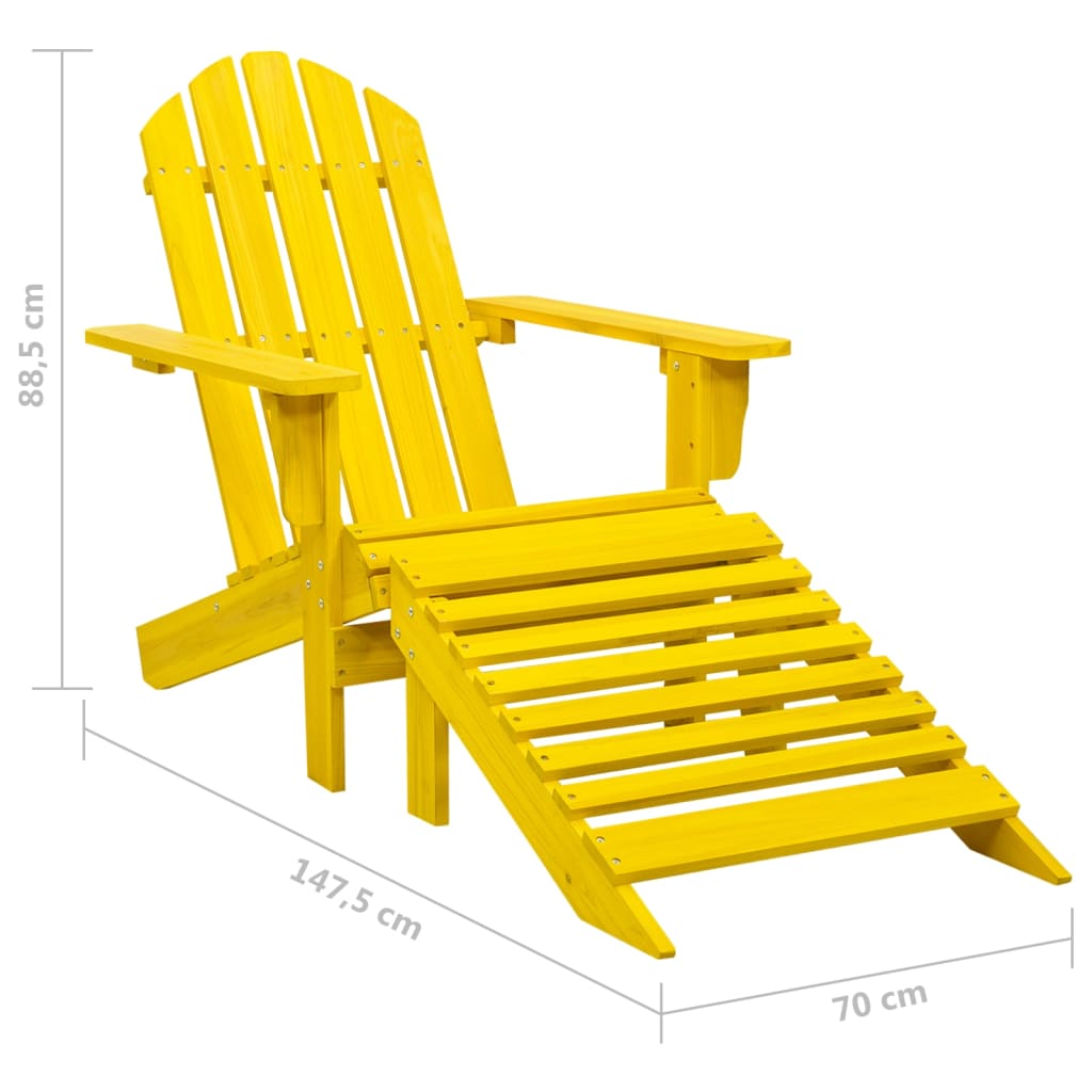 Adirondackstol med fotpall massivt granträ gul