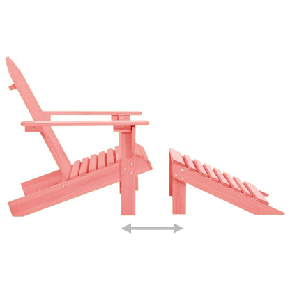 Adirondackstol med fotpall massivt granträ rosa