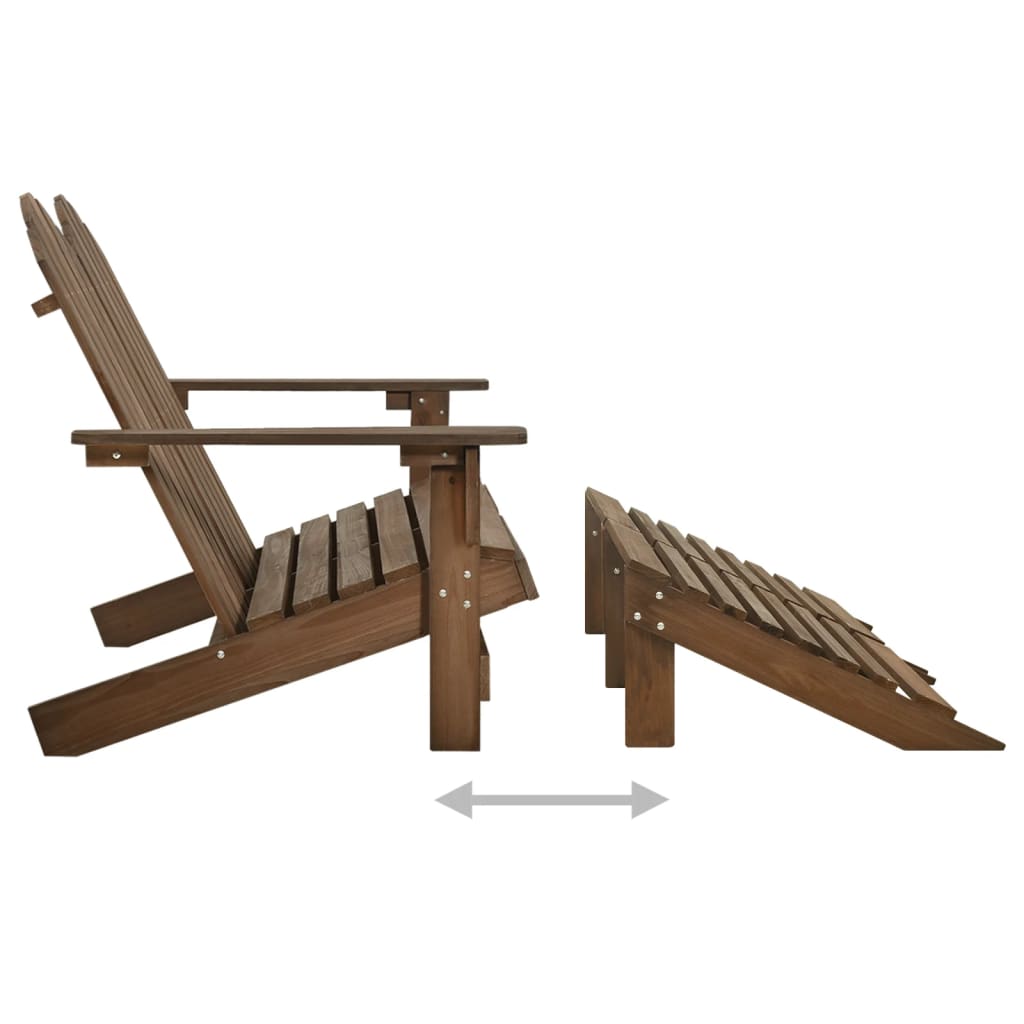 Adirondackstol med fotpall 2-sits brun granträ