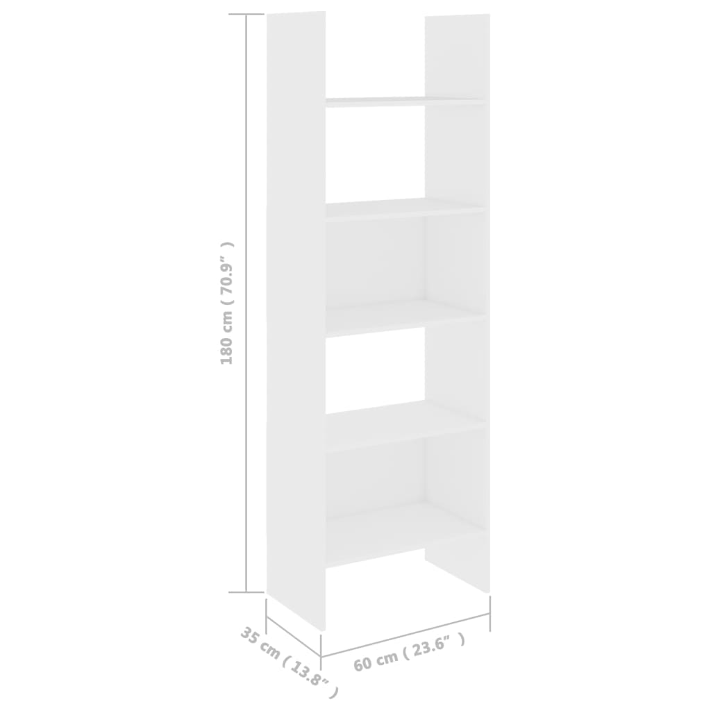 Bokhylla vit 60x35x180 cm konstruerat trä