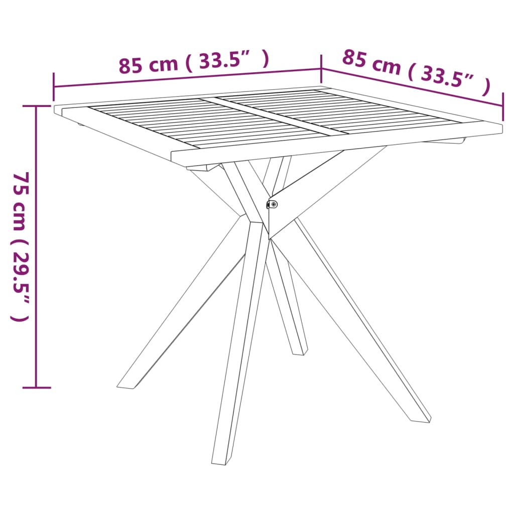 Trädgårdsbord 85x85x75 cm massivt akaciaträ