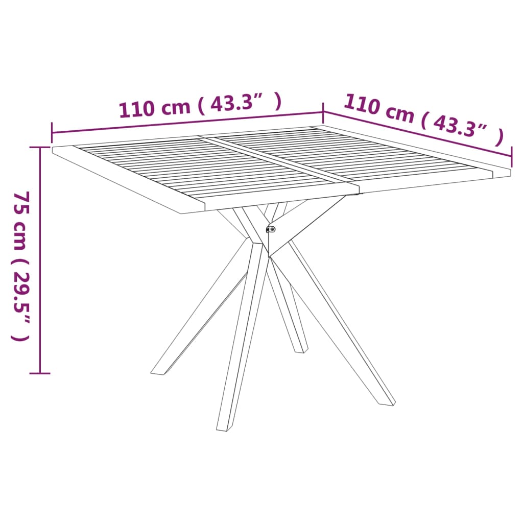 Trädgårdsbord 110x110x75 cm massivt akaciaträ