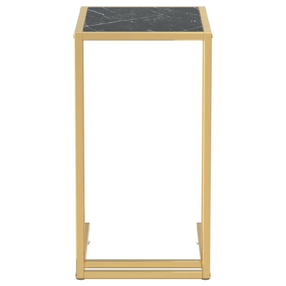 Sidobord till datorbord svart marmor 50x35x65 cm härdat glas