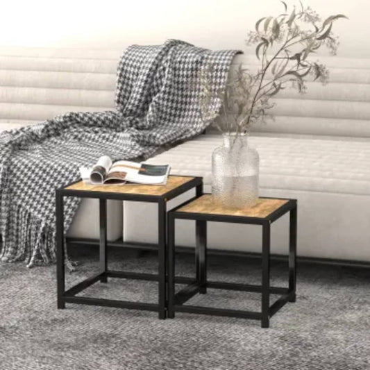 Tebord 2 st MDF svart och gul