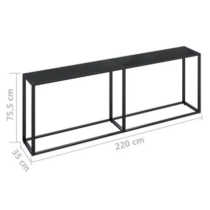 Konsolbord svart 220x35x75,5 cm härdat glas