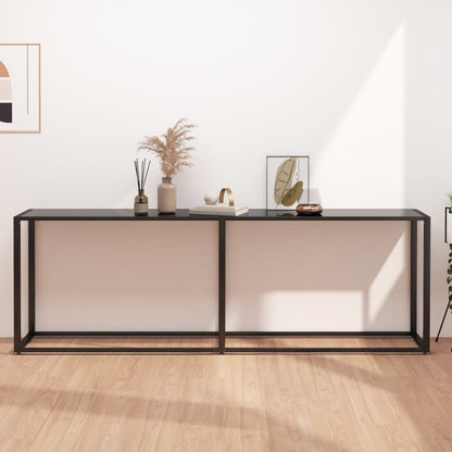 Konsolbord svart 220x35x75,5 cm härdat glas