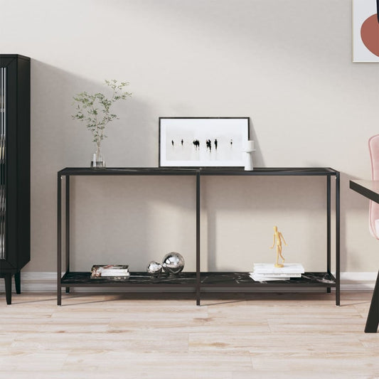 Konsolbord svart 160x35x75,5 cm härdat glas