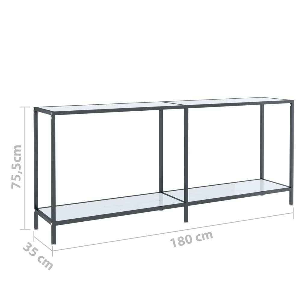 Konsolbord vit 180x35x75,5 cm härdat glas