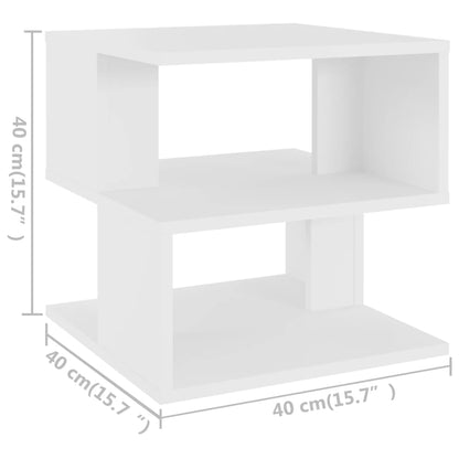 Sidobord vit 40x40x40 cm konstruerat trä