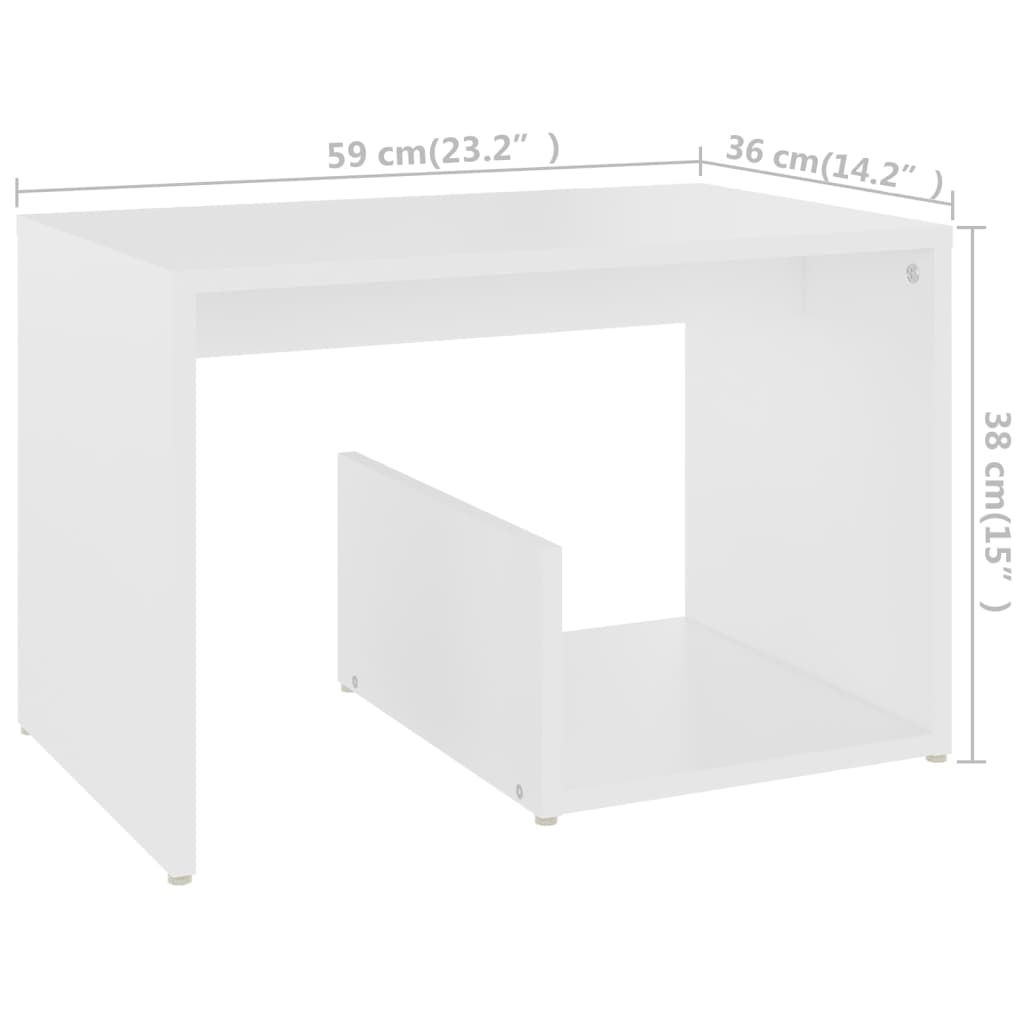 Sidobord vit 59x36x38 cm konstruerat trä