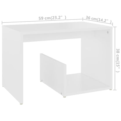 Sidobord vit 59x36x38 cm konstruerat trä