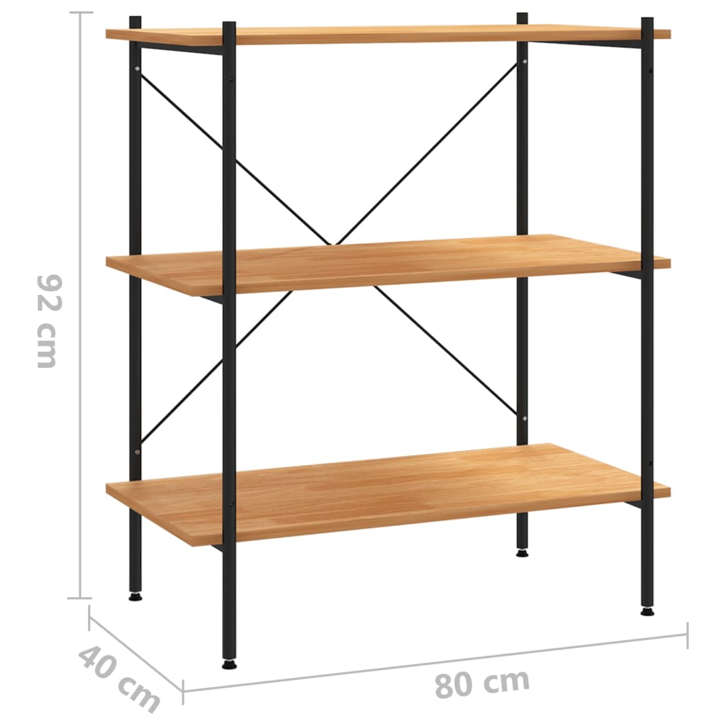 Hyllenhet med 3 hyllplan svart och ek 80x40x92 cm